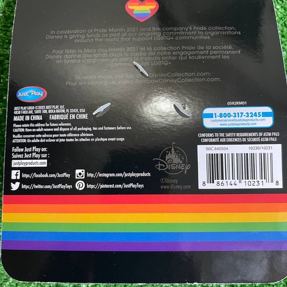 Mickey Mouse Disney Rainbow Collection Keychain Clip-On Pride Soft Plush Toy NEW - Picture 7 of 9